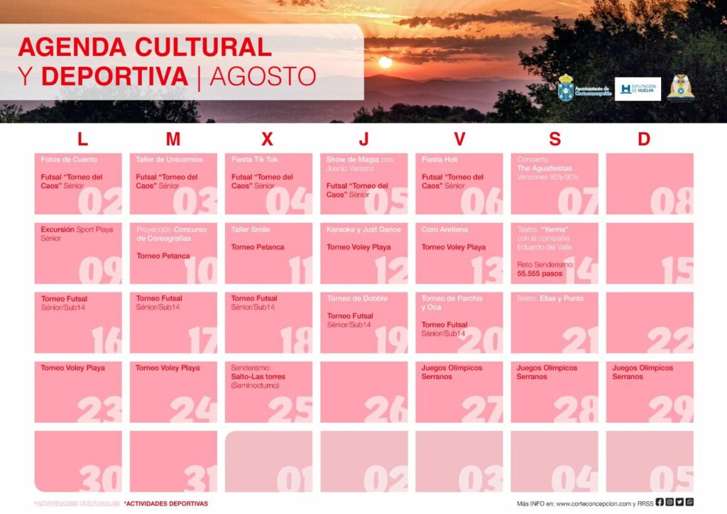 HORARIO DE ACTIVIDADES DE VERANO