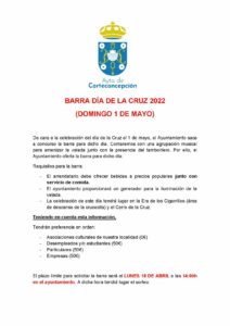 OFERTA DE BARRA DEL DÍA DE LA CRUZ (1 DE MAYO)