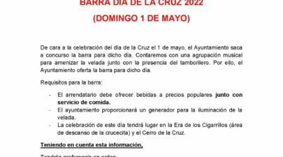 OFERTA DE BARRA DEL DÍA DE LA CRUZ (1 DE MAYO)