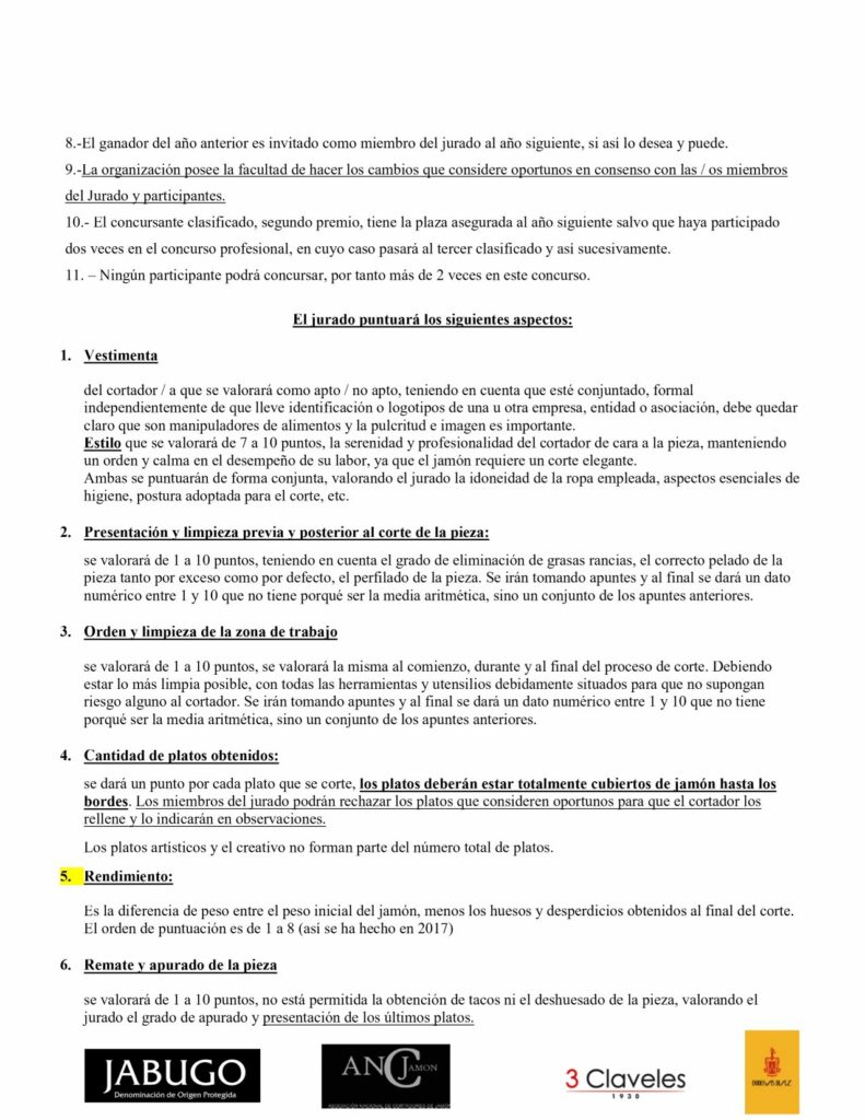 BASES DEL CONCURSO DE CORTADORES MIXTO DE JAMÓN