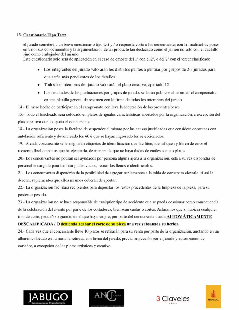 BASES DEL CONCURSO DE CORTADORES MIXTO DE JAMÓN