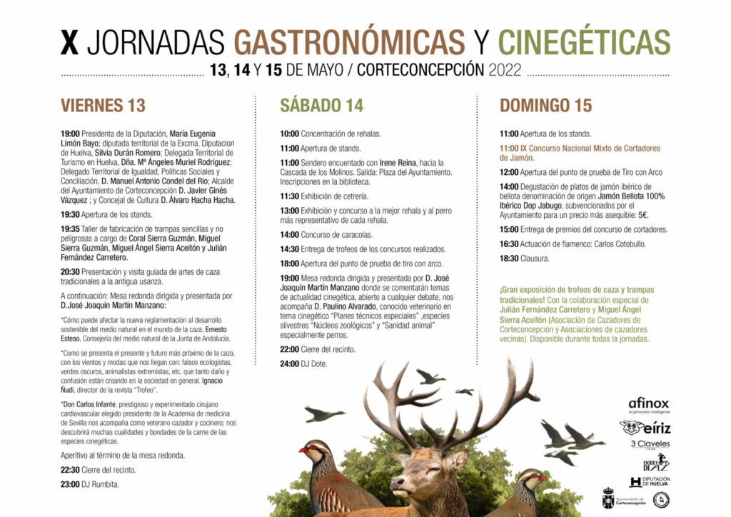 PROGRAMACIÓN X JORNADAS CINEGÉTICAS Y GASTRONÓMICAS Y CONCURSO NACIONAL MIXTO DE CORTADORES DE JAMÓN