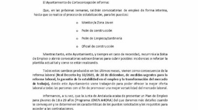 BANDO INFORMATIVO – AYUNTAMIENTO DE CORTECONCEPCIÓN.