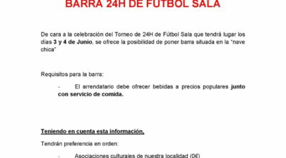 BARRA 24H – FÚTBOL SALA – 4 Y 5 DE JUNIO