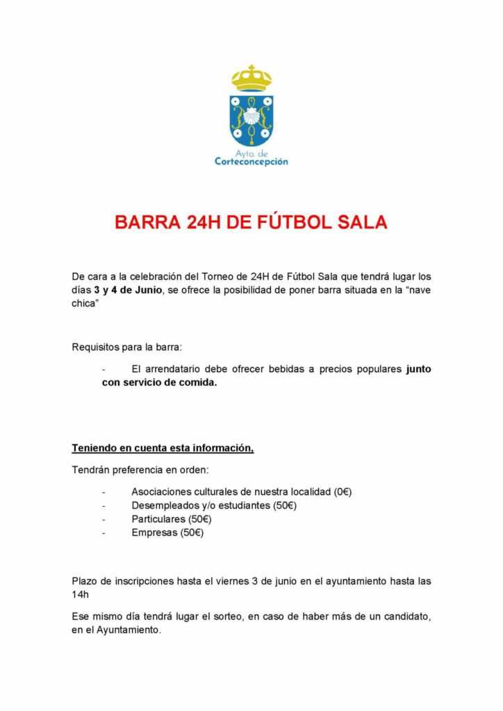 BARRA 24H - FÚTBOL SALA - 4 Y 5 DE JUNIO