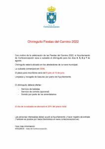 OFERTA CHIRINGUITO “FIESTAS DEL CAMINO 2022”