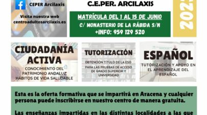 NUEVO PERIODO DE MATRICULACIÓN – ESCUELA DE ADULTOS – CURSO 23/24