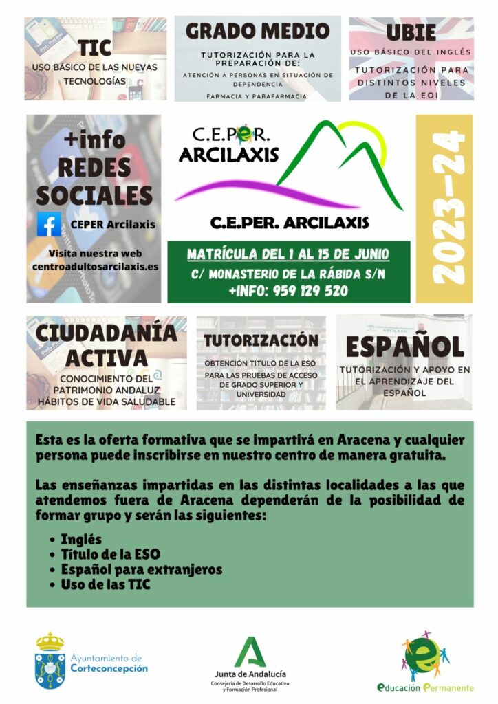 NUEVO PERIODO DE MATRICULACIÓN - ESCUELA DE ADULTOS - CURSO 23/24