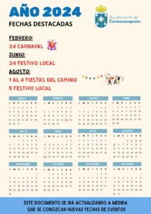 CALENDARIO DE FECHAS DESTACADAS 2024.