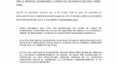 INFORMACIÓN IMPORTANTE  CORTES DE SUMINISTRO DE AGUA 💧🚱
