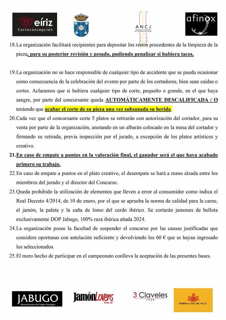 BASES DE INSCRIPCIÓN PARA EL XIII CONCURSO NACIONAL DE CORTADORES DE JAMÓN DE CORTECONCEPCIÓN – 2026
