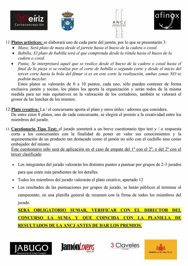 BASES DE INSCRIPCIÓN PARA EL XIII CONCURSO NACIONAL DE CORTADORES DE JAMÓN DE CORTECONCEPCIÓN – 2026